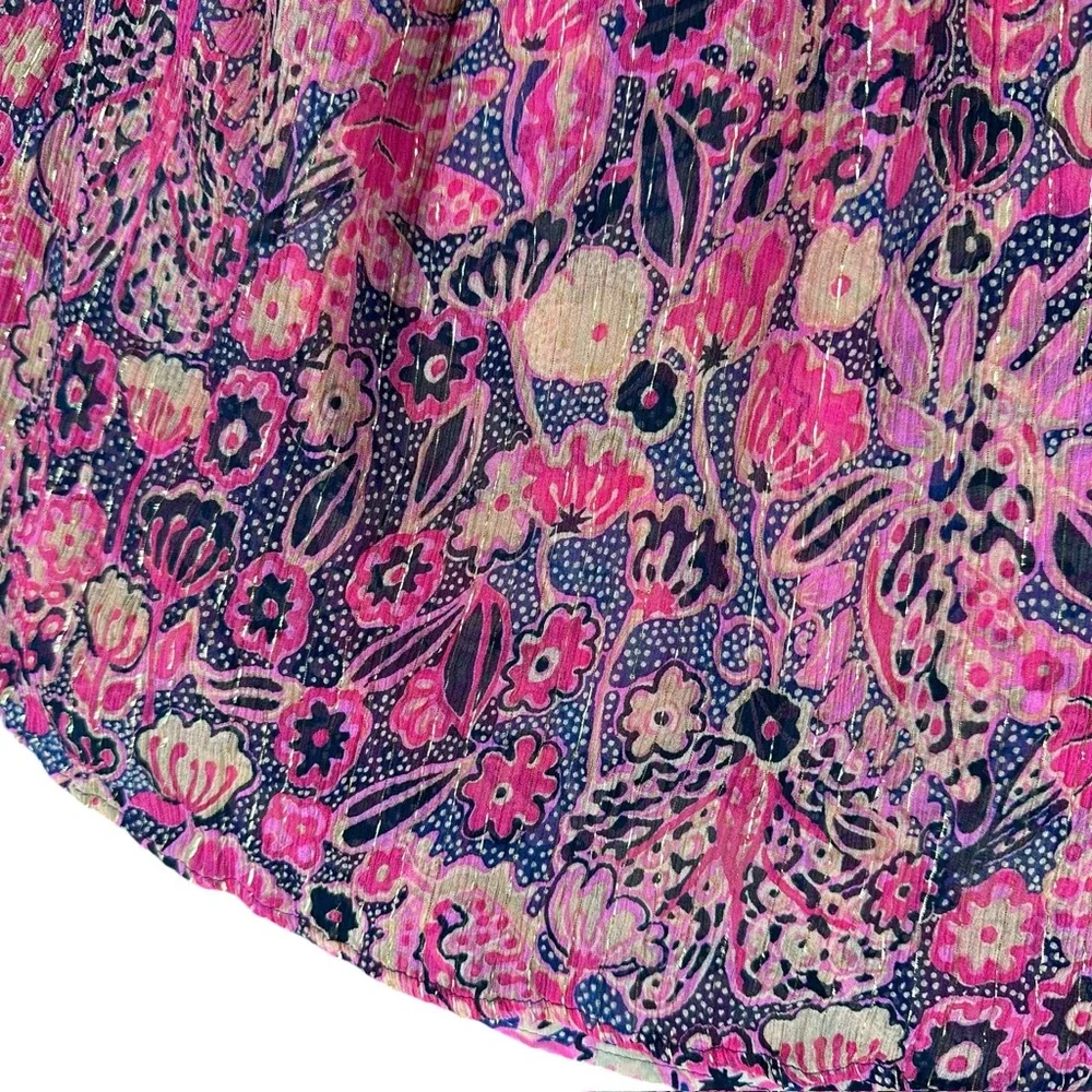 A.L.C. Women’s 4 Hayley Printed Top Silk Blend Chiffon Flutter Sleeve Blouse - Picture 13 of 14